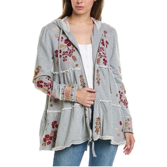 Johnny Was Zuzu Embroidered Floral Hoodie NWT $270 Boho Chic Sz S - Picture 1 of 7
